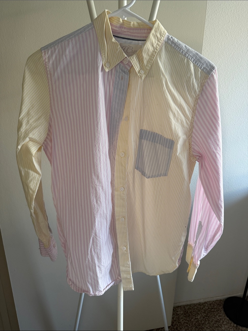 J. Crew Pastel Multi-Stripe Button-Down Shirt in Yellow, Pink & Blue